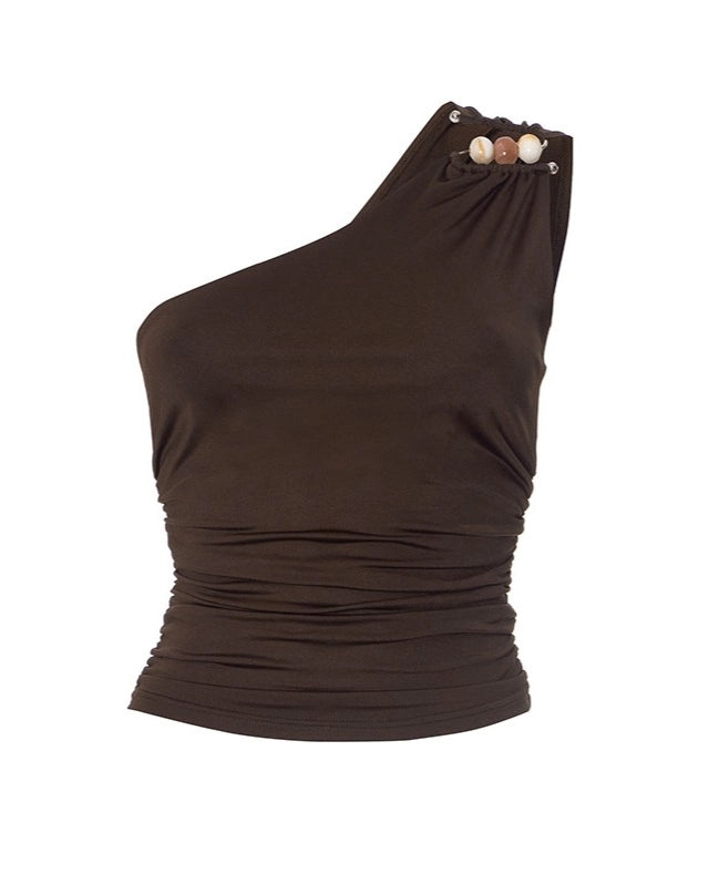 Marble One-Shoulder Top