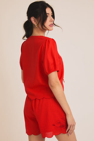Red Lacey Bottoms